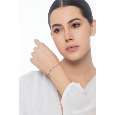 Armreif aus Weißgold 18K mit Rubinen und Brillanten