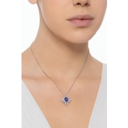 Tansanit Kette mit Diamanten Weißgold 750 2