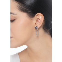 Blumen Ohrringe aus Weißgold 18K mit blauen Saphiren und Brillanten 2