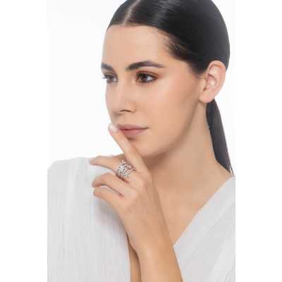 Spiralförmiger Bandring mit Diamanten Weißgold 750