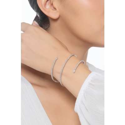 Halbstarres federförmiges Armband mit Diamanten Weißgold 750