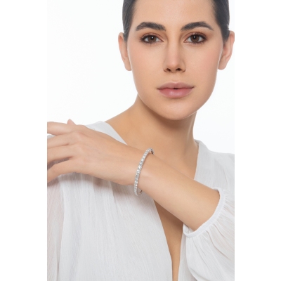 Weißgold 750 halbstarres Armband mit Diamanten 