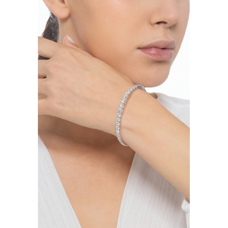 Weißgold 750 halbstarres Armband mit Diamanten  Weißgold 750 halbstarres Armband mit Diamanten