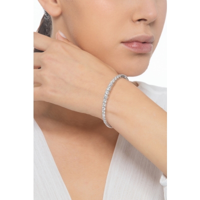 Weißgold 750 halbstarres Armband mit Diamanten 