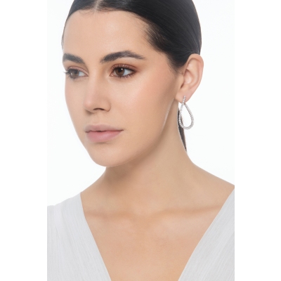 Tropfenförmige Ohrringe mit Diamanten Weißgold 18K