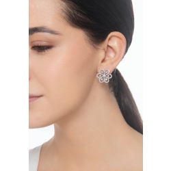 Blumen Ohrringe Weißgold 18K mit Diamanten 2