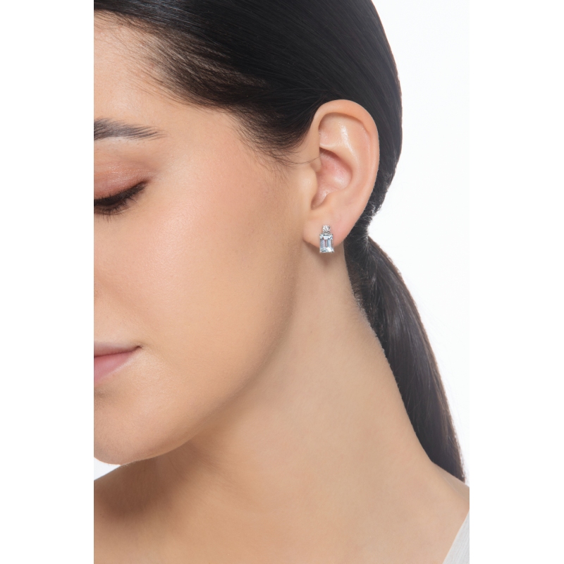 Weißgold 18k Ohrstecker mit Aquamarinen und Diamanten