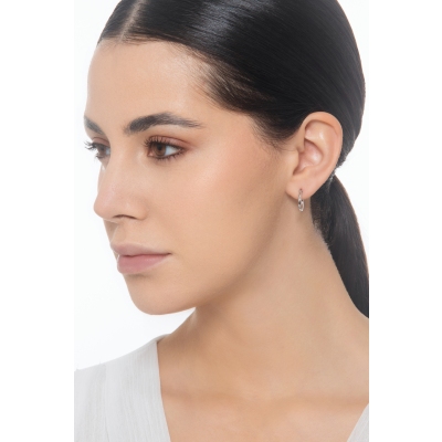 Einzelne Creole aus Weißgold 18K GV Charm