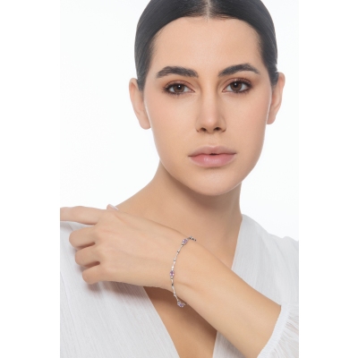 Weißgold 18K Damenarmband mit Amethysten und Brillanten