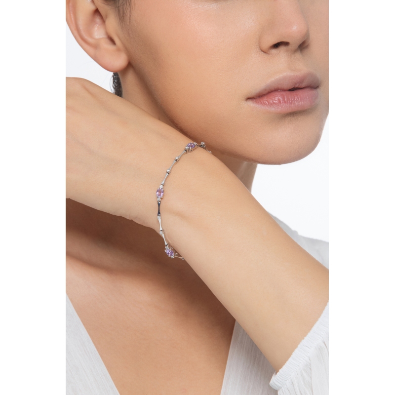 Weißgold 18K Damenarmband mit Amethysten und Brillanten