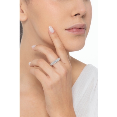 Memoire Ring mit zwei Reihen von Diamanten 