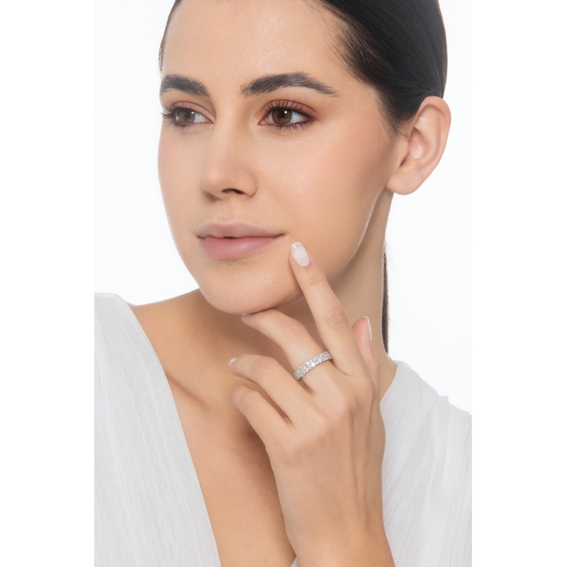 Weißgold 18K Memoire Ring mit zwei Reihen von Brillanten Weißgold 18K Memoire Ring mit zwei Reihen von Brillanten