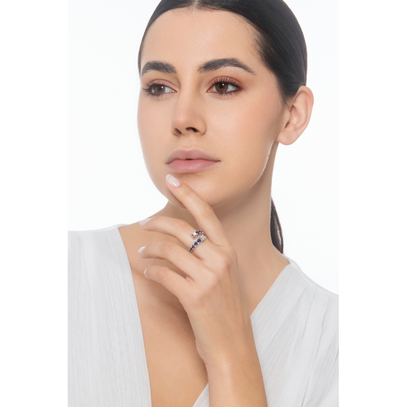 TOI ET MOI Ring mit blauen Saphiren und zwei Brillanten Weißgold 18K TOI ET MOI Ring mit blauen Saphiren und zwei Brillanten Weißgold 18K