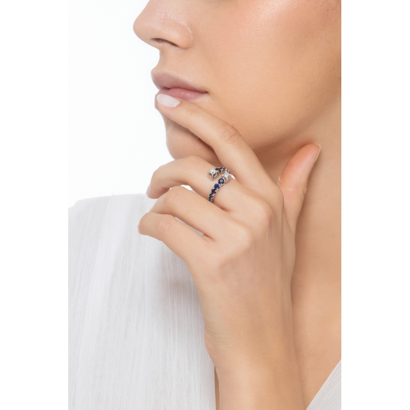 TOI ET MOI Ring mit blauen Saphiren und zwei Brillanten Weißgold 18K TOI ET MOI Ring mit blauen Saphiren und zwei Brillanten Weißgold 18K