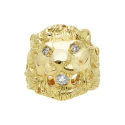 Löwenring aus 18 Karat Gelbgold mit Zirkonia 2