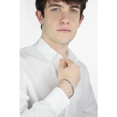 Dreigliederige Figarokette Armband aus Weißgold 18k