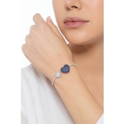 Weißgold 18K Armreif mit Herzen aus Diamanten und blauen Saphiren 2