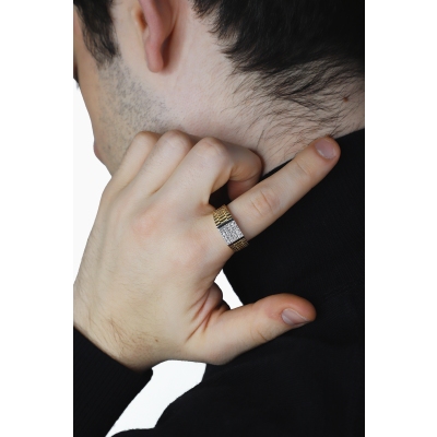 Herrenring Gelbgold 18K mit Pavé aus Brillanten