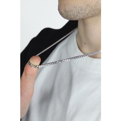 Weißgold 18k Panzerkette 60 cm 