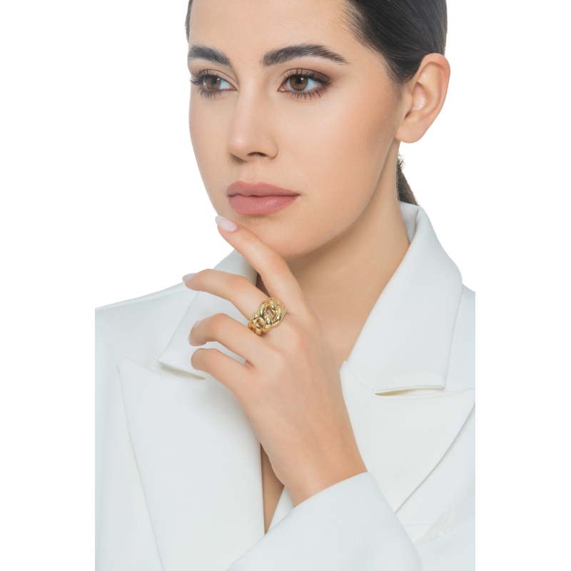 Iced Out Ring aus Gelbgold 18K  Iced Out Ring aus Gelbgold 18K