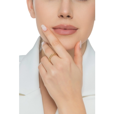 Damenring Iced Out aus Gelbgold 18K