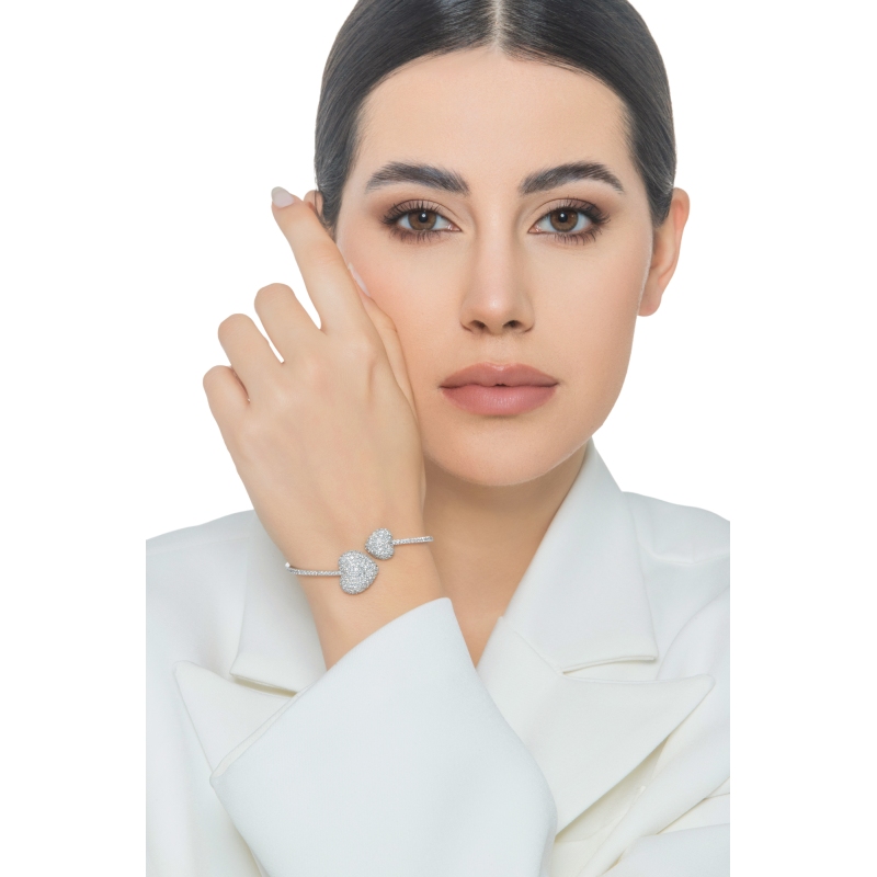 Armreif TOI&MOI Weißgold 18K mit zwei Herzen aus Diamanten Armreif TOI&MOI Weißgold 18K mit zwei Herzen aus Diamanten