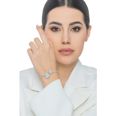 Armreif TOI&MOI Weißgold 18K mit zwei Herzen aus Diamanten