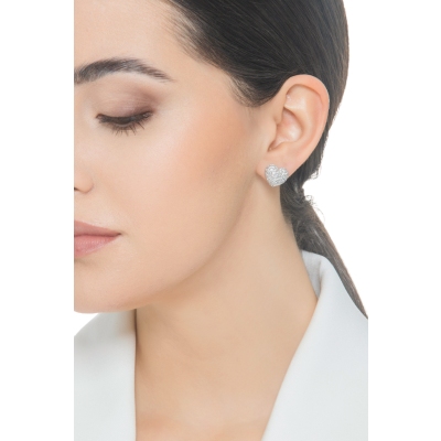 Herz Ohrringe aus Brillanten Weißgold 18K