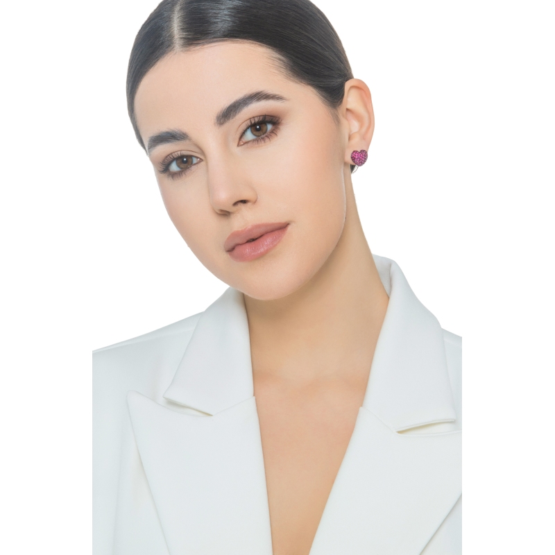 Herz Ohrringe aus Rubinen Weißgold 18K Herz Ohrringe aus Rubinen Weißgold 18K