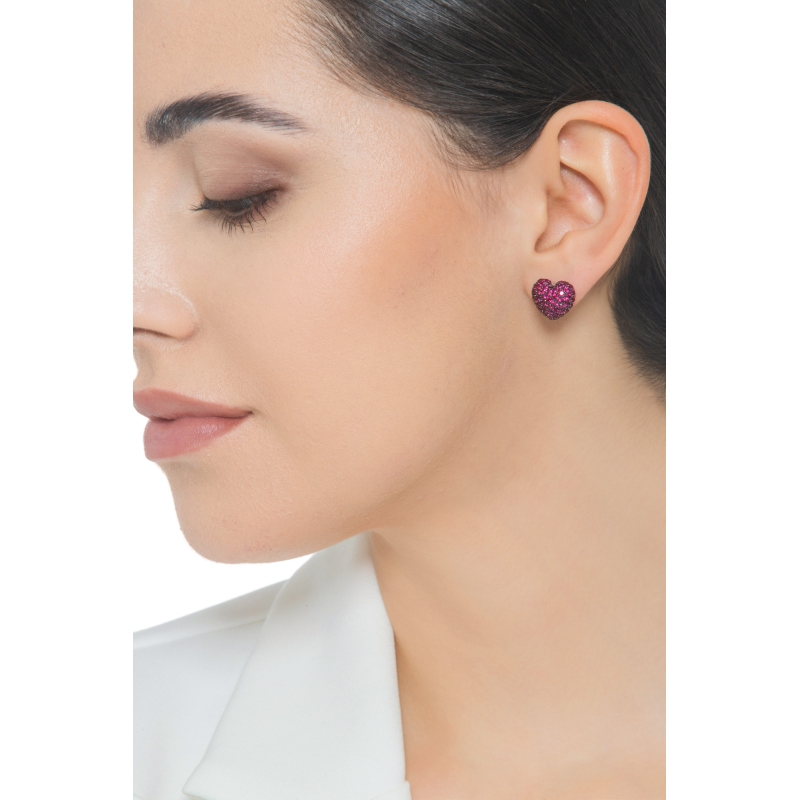 Herz Ohrringe aus Rubinen Weißgold 18K Herz Ohrringe aus Rubinen Weißgold 18K