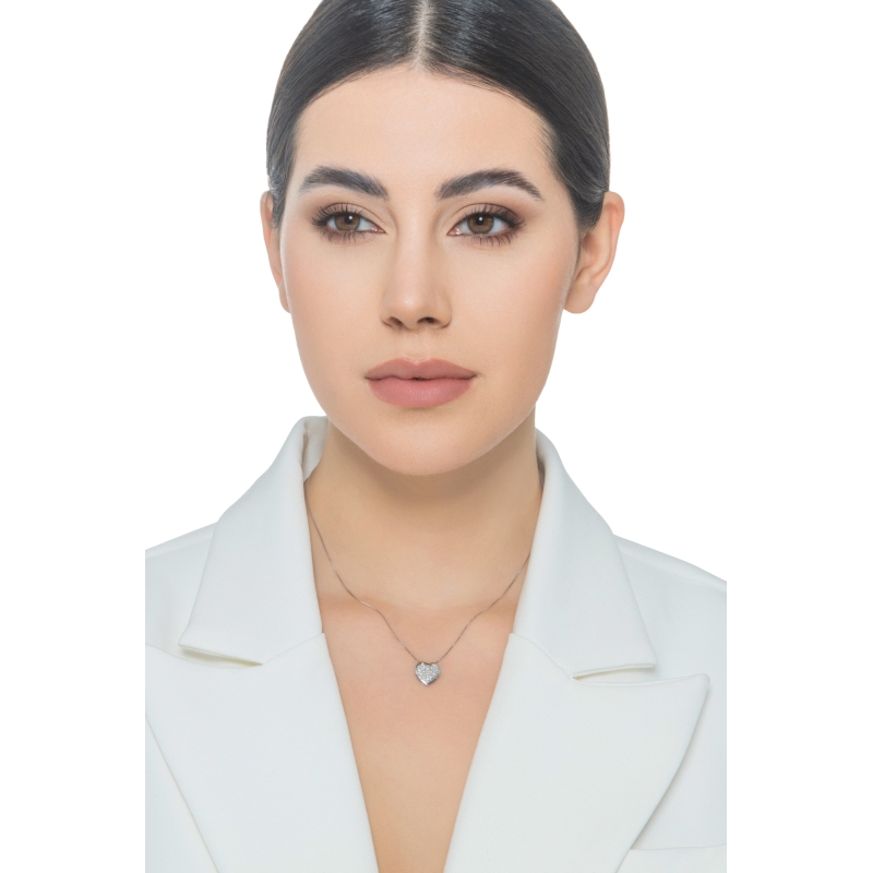 Herzkette mit Diamanten aus Weißgold 18K Herzkette mit Diamanten aus Weißgold 18K