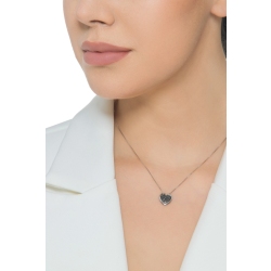 Kette aus Weißgold 18K mit Herz aus schwarzen Diamanten 2