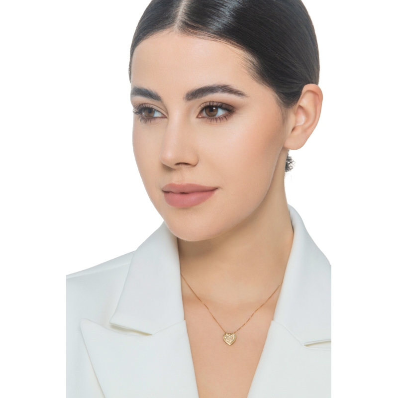 Halskette aus Gelbgold 18K mit Herz aus Brillanten