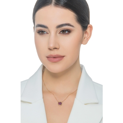 Halskette aus Gelbgold 18K mit Herz aus Rubinen 