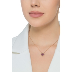 Halskette aus Gelbgold 18K mit Herz aus Rubinen  2
