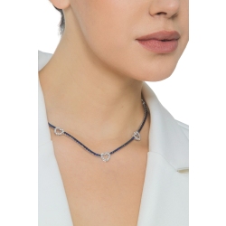 Tennis Halskette 18K Weißgold mit blauen Saphiren und Herzen aus Diamanten 2
