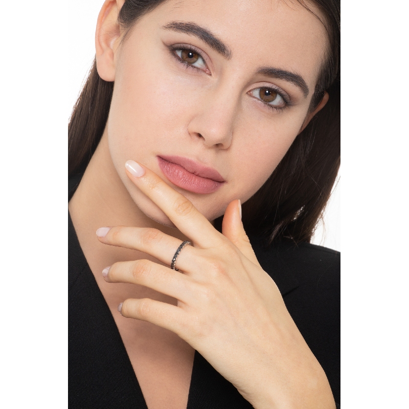 Memory Ring Weißgold 750 schwarze Diamanten  Memory Ring Weißgold 750 schwarze Diamanten