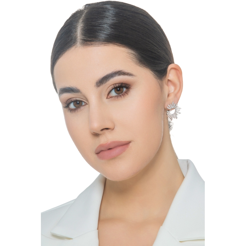 750er Weißgold Designer Creolen aus Diamanten 