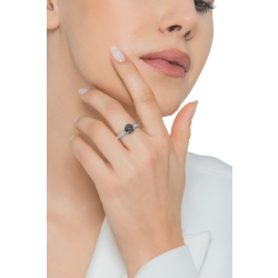 Verlobungsring mit schwarzen Diamant Weißgold 750 2