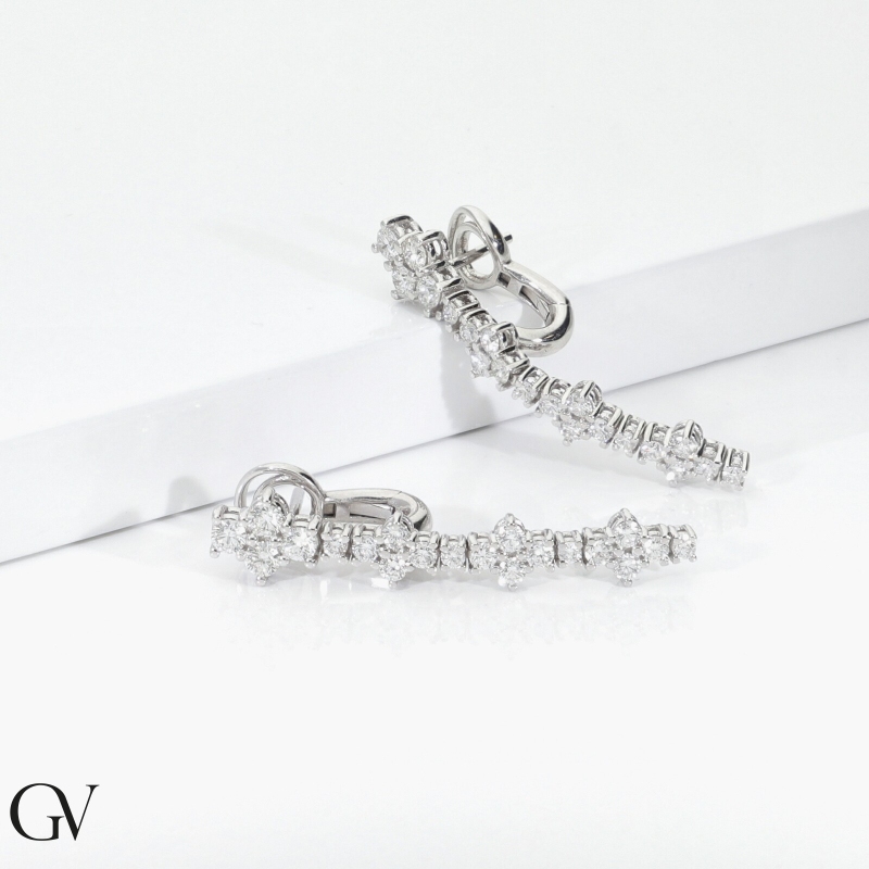 18K Weißgold Ohrhänger mit Diamanten