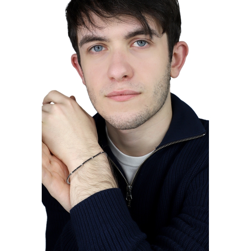 Tennisarmband Weißgold 18k mit schwarzen und weißen Diamanten 0,02 ct Tennisarmband Weißgold 18k mit schwarzen und weißen Diamanten 0,02 ct