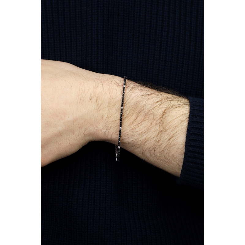 Tennisarmband Weißgold 18k mit schwarzen und weißen Diamanten 0,02 ct Tennisarmband Weißgold 18k mit schwarzen und weißen Diamanten 0,02 ct
