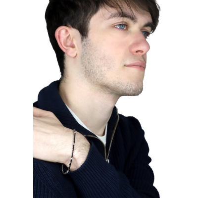 750er Weißgold Tennisarmband mit schwarzen und weißen Diamanten