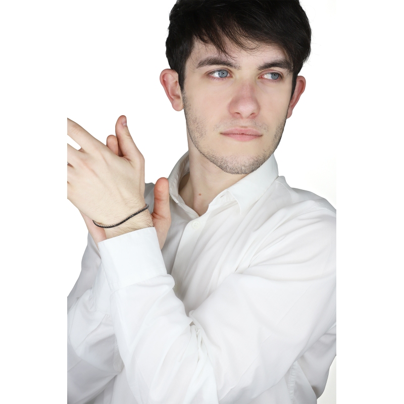 Weißgold 18K Tennisarmband ICED OUT mit schwarzen Diamanten