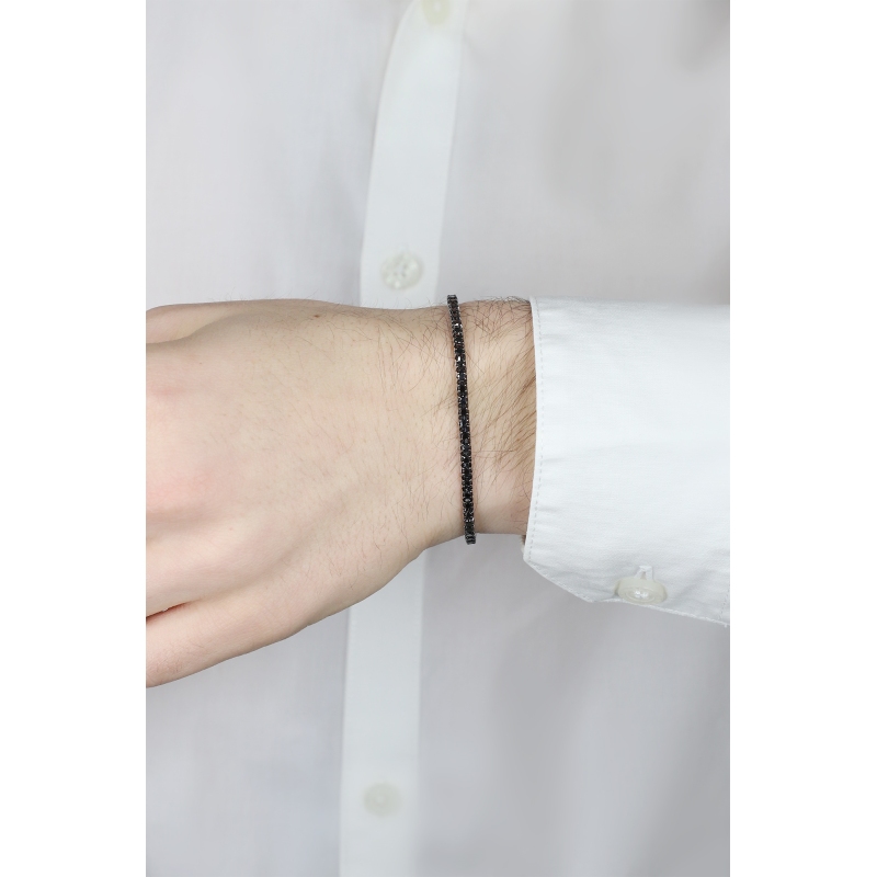 Weißgold 18K Tennisarmband ICED OUT mit schwarzen Diamanten