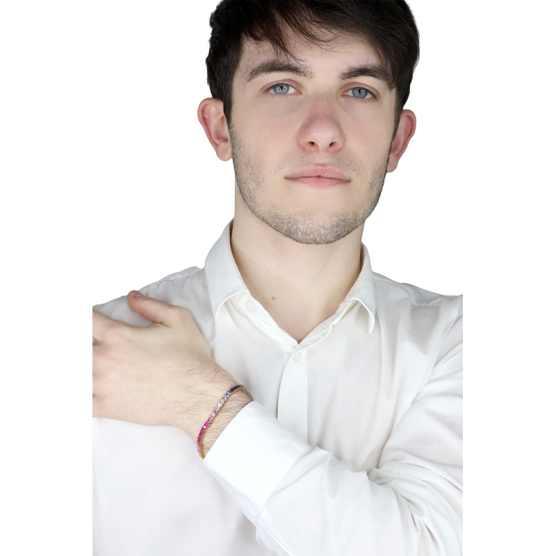 Tennisarmband Weißgold 750 mit Rainbow Saphiren Tennisarmband Weißgold 750 mit Rainbow Saphiren