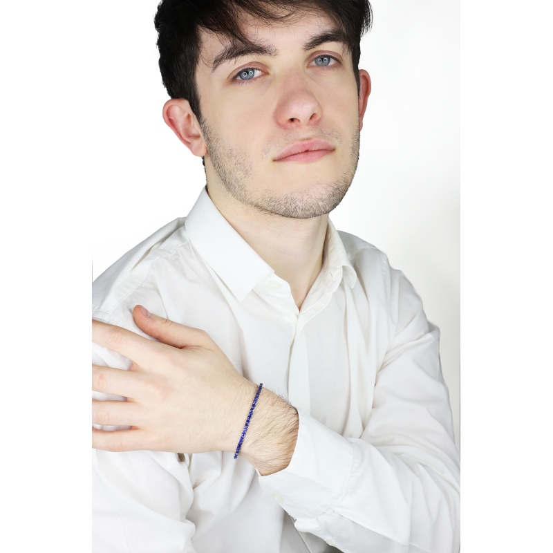 Weißgold 18K Tennisarmband mit blauen Saphiren  Weißgold 18K Tennisarmband mit blauen Saphiren