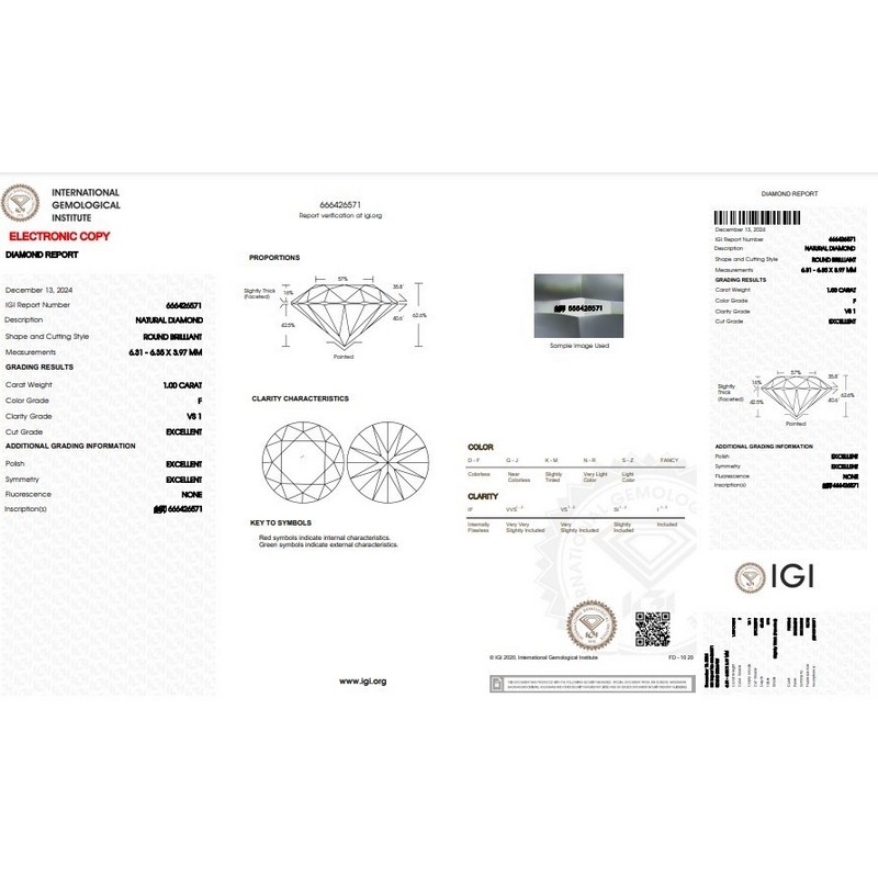 IGI-zertifizierter Diamant CT 1,00 F VS1
