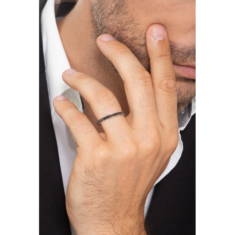 Memory Ring Schwarze Diamanten 18K Weißgold