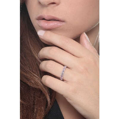Memoire Ring Weißgold 750 mit rosa Saphiren